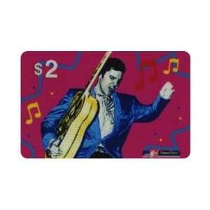   Elvis Presley On Tour With Guitar & Music Notes   Very Colorful