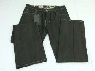 Mens DO DENIM Black Jeans Straight Cut Stitched 34x32  