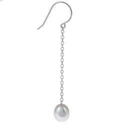 Pearls For You 14k White Gold FW Pearl Dangle Earrings (7 8 mm 