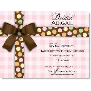  Brown Bow On Pink Gingham Invitations Health & Personal 