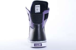 NEW MENS RADII NOBLE PURPLE BLACK PERFORATED HIGH TOP SNEAKERS SHOES 