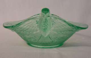 Dugan Diamond Glass Bird Handled Bon Bon Candy Dish  