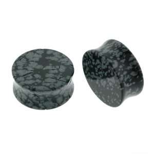 Snow Flake Obsidian Stone Double Flare Plugs   3/4 (19mm)   Sold as a 