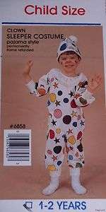 NEW VINTAGE INFANT / TODDLER CLOWN COSTUME SIZE 1 2 YEARS  