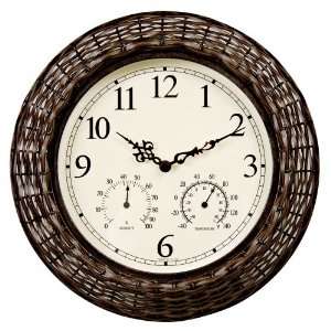  Woven Rattan 16 Wide Round Wall Clock