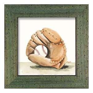 Baseball Glove Print in Green Frame Baby