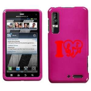   XT862 RED I LOVE MUSIC ON PINK HARD CASE COVER 