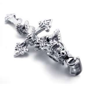    Titanium 316L Steel Dragon Cross Pendant Necklace 