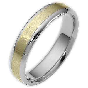 Traditional Style 5mm Two Tone 14 Karat Gold Comfort Fit Wedding Band 