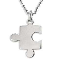 Stainless Steel Polished Puzzle Piece Necklace  Overstock