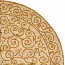 Hand hooked Iron Gate Ivory/ Gold Wool Rug (8 Round)  Overstock