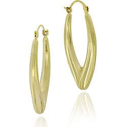 18k Gold/ Sterling Silver Oval Hoop Earrings  Overstock