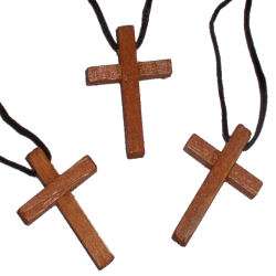 This listing is for one dozen 1.75 inch Wooden Cross Necklaces. Each 