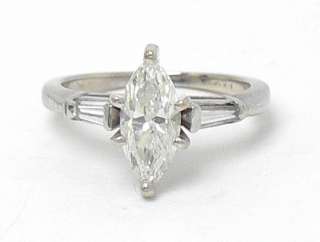 14k WHITE GOLD 1.03 ct DIAMOND SOLITAIRE & ACCENTS RING  
