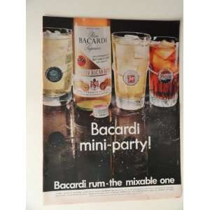  Bacardi Rum. 1968 full page print ad(bacardi mini party 