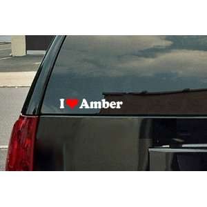  I Love Amber Vinyl Decal   White with a red heart 