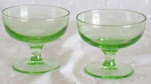 Vintage Green Depression Glass Dessert Dishes Set of 2  