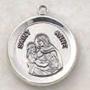  Sterling Silver St. Saint Anne Medal Pendant w Necklace 