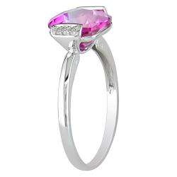 10k White Gold Pink Topaz and Diamond Fashion Ring  Overstock