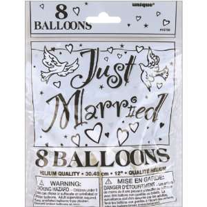    Printed Balloon 8 Pack 12 Just Married Arts, Crafts & Sewing