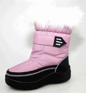 Kids Girls Flat Winter Fur Boots Shoes Size 7 Pink Baby  