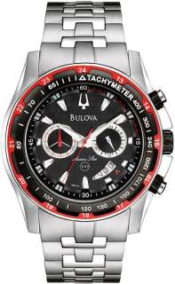 New Mens Bulova Marine Black Dial Chrono Watch 98B121 042429454804 