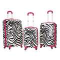 Rockland Pink Zebra Lightweight 3 piece Hardside Spinner Luggage Set 