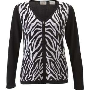   , Full Zip, Zebra Cardigan( COLOR: Black/White, WOMENS SIZE:Medium