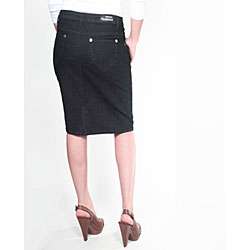Tabeez Womens Black Denim Pencil Skirt  