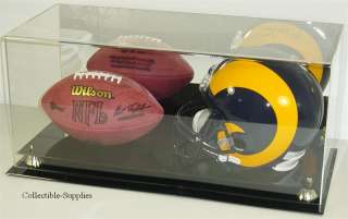NEW DELUXE FULL SIZE HELMET AND FOOTBALL DISPLAY CASE  