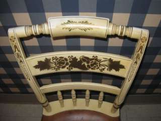 Hitchcock signed Inn Chair Hand Stenciled & Decorated Ivory with 