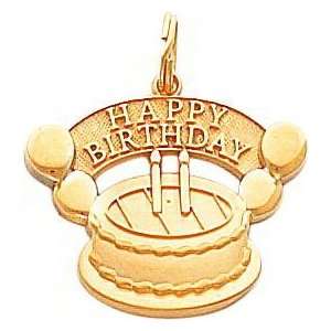  14K Gold Happy Birthday Cake Charm: Jewelry