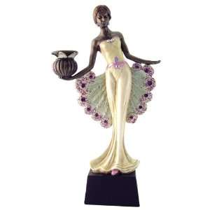  Art Nouveau Lady Peacock Right Candleholder