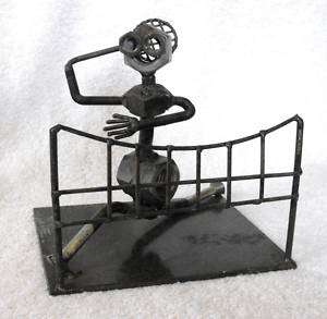 Metal Art Craft Sculpture Figure Sports Tennis Player  