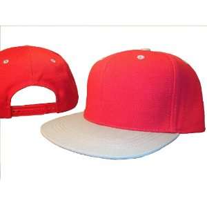 Red & Grey Vintage Style Snap Back Flat Bill Adjustable Baseball Cap 