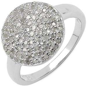  0.48 Carat Genuine White Diamond Sterling Silver Ring 