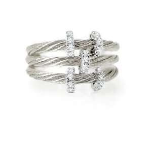   Ring, Enhanced with White Gold Pave Set Diamond Bars., 0.00 Jewelry