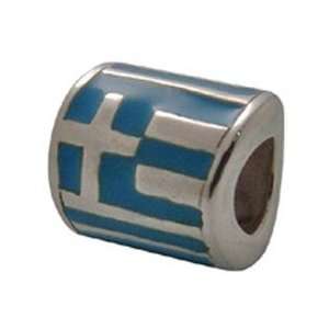  Zable Greece Flag Country Flags Sterling Silver Charm 