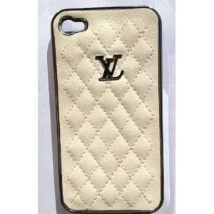  Luxury Designer White and Silver Leather Case for Iphone 4 