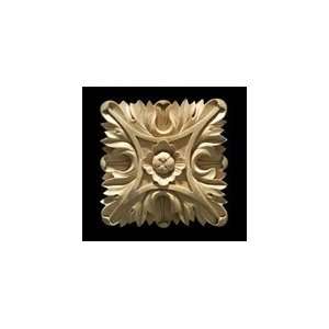  Large Maple Wood Hand Carved Square Acanthus Rosette #9000 