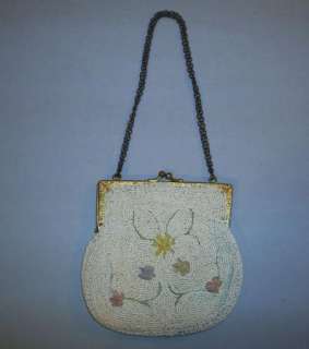 ANTIQUE MICRO BEADED PURSE EVENING BAG EMBROIDERY PETIT  