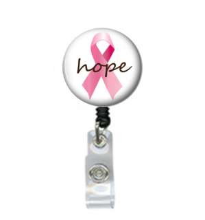 Retractable ID Badge Holder Badge Reel Breast Cancer  