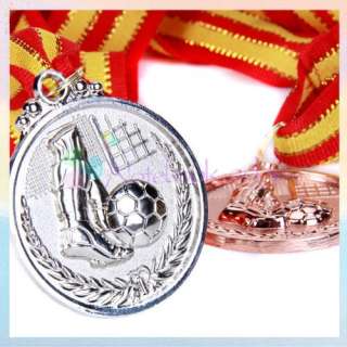 Football Soccer Stars Award Medal Trophy w/Neck Ribbon  