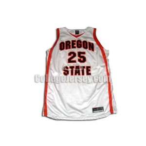  White No. 25 Game Used Oregon State Nike Basketball Jersey 