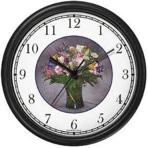 Flower Bouquet #1 (JP6) Wall Clock by WatchBuddy Timepieces (Black 