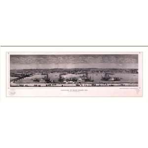 Historic Rock Island, Illinois, c. 1874 (L) Panoramic Map Poster Print 