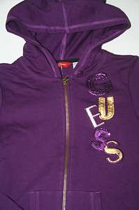 GUESS GIRLS SEQUIN BLING PURPLE HOODIE JACKET LARGE 14 X LARGE 16 NWT 