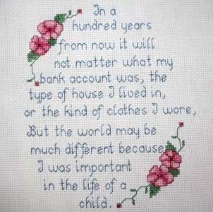 COMPLETED CROSS STITCH, IN A HUNDRED YEARS  