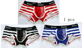 1pcs cotton strip mens underwear boxer brief blue red black size M,L 