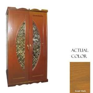   Window Wine Cellar With Cornice   Glass Doors / Iced Oak Cabinet